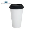 VASO CONICO CERAMICA CON TAPA SILICON NEGRO 17 OZ O 500 ML PARA SUBLIMAR SUBLIMACION ENCOGRAPHICS