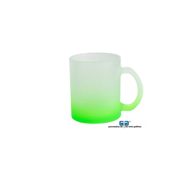 TAZA VIDRIO GLASEADO ESMERILADO VERDE 11 OZ PARA SUBLIMAR 325 ML SUBLIMACION ENCOGRAPHICS