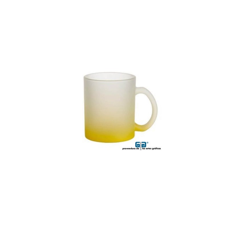 TAZA VIDRIO GLASEADO ESMERILADO AMARILLA 11 OZ PARA SUBLIMAR 325 ML SUBLIMACION ENCOGRAPHICS