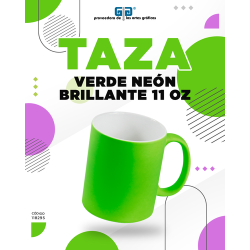 TAZA VERDE NEON BRILLANTE 11 OZ PARA SUBLIMAR 325 ML SUBLIMACION ENCOGRAPICS