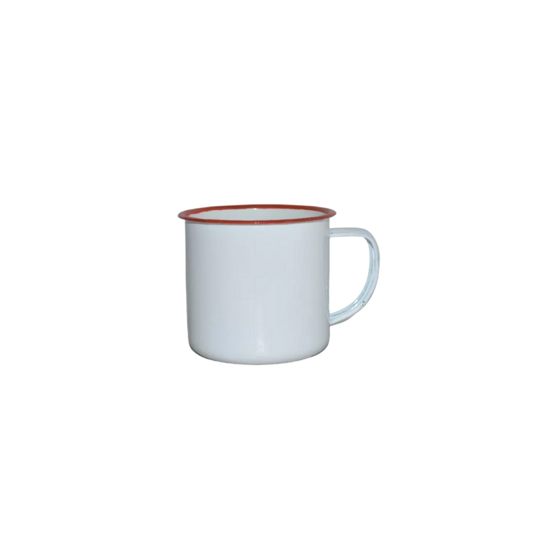 TAZA PELTRE BLANCA ORILLA ROJO 10 OZ ASA BLANCA PARA SUBLIMAR 290 ML SUBLIMACION ENCOGRAPHICS