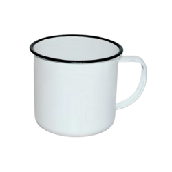 TAZA PELTRE BLANCA ORILLA NEGRA 10 OZ ASA BLANCA PARA SUBLIMAR 290 ML SUBLIMACION ENCOGRAPHICS