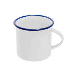 TAZA PELTRE BLANCA ORILLA AZUL 10 OZ ASA BLANCA PARA SUBLIMAR 290 ML SUBLIMACION ENCOGRAPHICS
