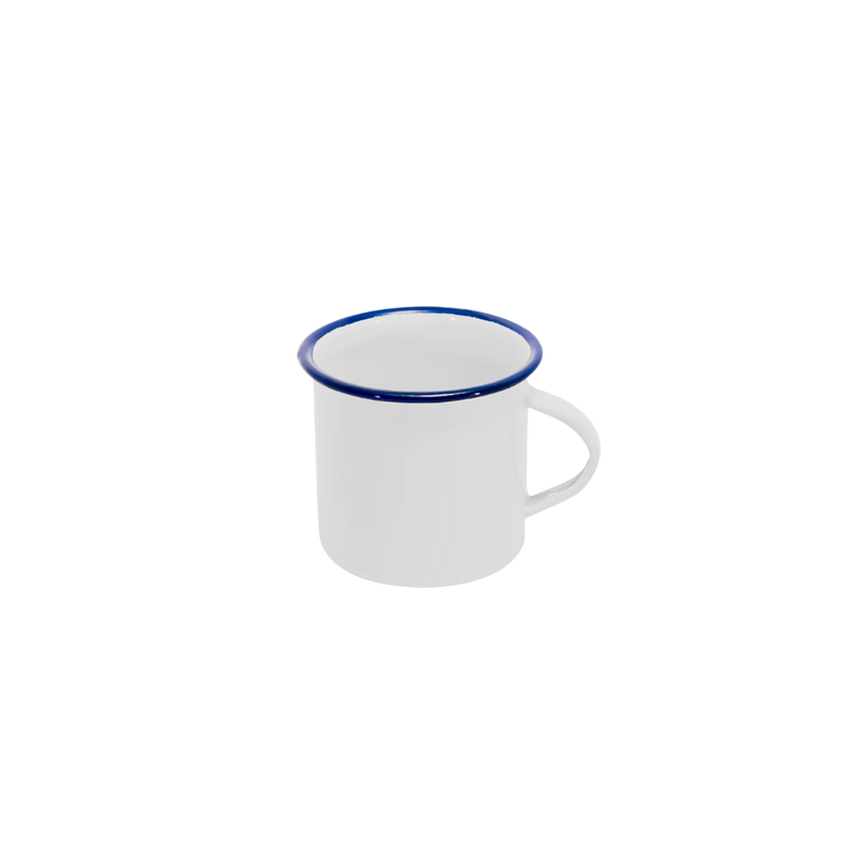 TAZA PELTRE BLANCA ORILLA AZUL 10 OZ ASA BLANCA PARA SUBLIMAR 290 ML SUBLIMACION ENCOGRAPHICS