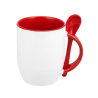 TAZA BLANCA CON CUCHARA 11 OZ ROJO FONDO OVALADO PARA SUBLIMAR SUBLIMACION ENCOGRAPHICS
