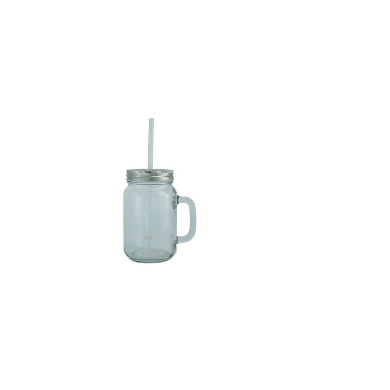 TARRO CRISTAL TRANSPARENTE MASON CON POPOTE 15 OZ PARA SUBLIMAR 443 ML SUBLIMACION ENCOGRAPHICS