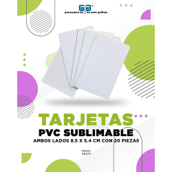 TARJETAS PVC SUBLIMABLE AMBOS LADOS 8.5 X 5.4 CM CON 20 PIEZAS PARA SUBLIMAR SUBLIMACION ENCOGRAPHICS