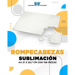 ROMPECABEZAS TAMAÑO A4 O 21 x 29,7 cm CON 108 PIEZAS PARA SUBLIMAR BLANCO SUBLIMACION ENCOGRAPHICS