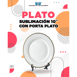 PLATO 10" COLOR IVORY CON SU PORTA PLATO PARA SUBLIMAR SUBLIMACION ENCOGRAPHICS