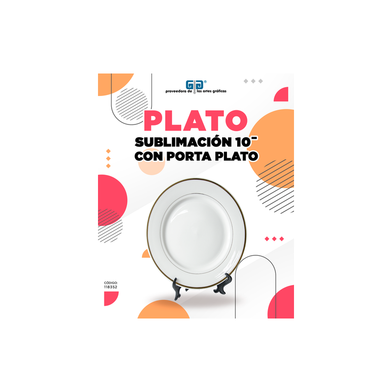PLATO 10" COLOR IVORY CON SU PORTA PLATO PARA SUBLIMAR SUBLIMACION ENCOGRAPHICS