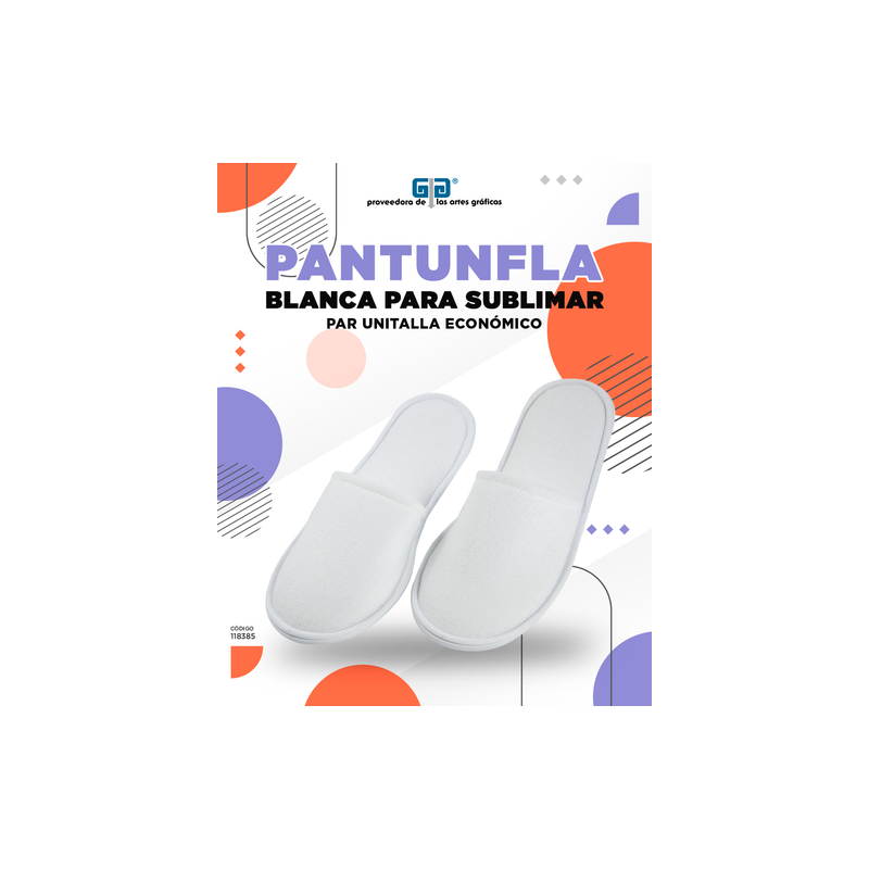 PANTUNFLA BLANCA PAR EN  UNITALLA ECONOMICO PARA SUBLIMAR Y SERIGRAFIA SUBLIMACION YTISPA