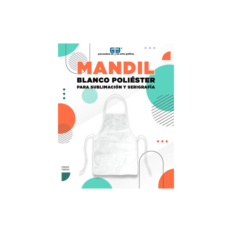 MANDIL BLANCO DE POLIESTER PARA SUBLIMAR Y SERIGRAFIA SUBLIMACION YTISPA