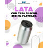 LATA DE ALUMINIO PLATEADA CON TAPA SILICON PARA SUBLIMAR 350 ML SUBLIMACION ENCOGRAPHICS