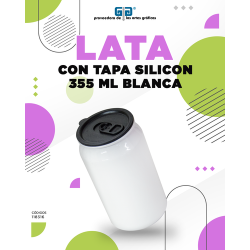 LATA DE ALUMINIO BLANCA CON TAPA SILICON PARA SUBLIMAR 355 ML SUBLIMACION ENCOGRAPHICS