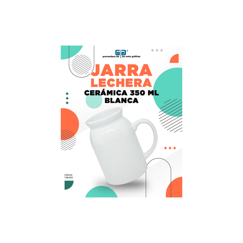 JARRA LECHERA BLANCA DE CERAMICA PARA SUBLIMAR 350 ML SUBLIMACION ENCOGRAPHICS