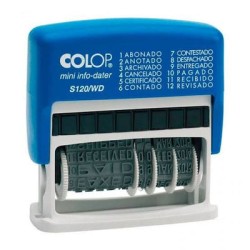 FECHADOR  COLOP PRINTER MINI S 120 WD  CON 12 TEXTOS, ABONADO, ORIGINAL, CERTIFICADO, PAGADO, CONTADO, CONTABILIZADO, COPIA, COB