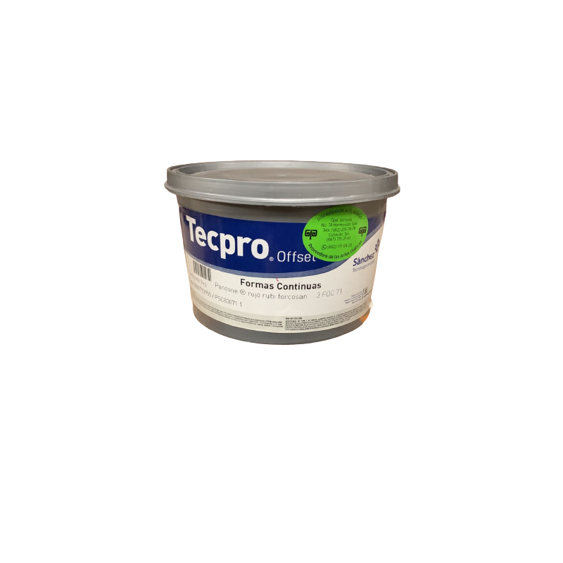 TINTA PARA PRENSA OFFSET COLOR	ROJO RUBI FORCOSAN	CLAVE 3 FOC 71 CONTENIDO 1 KG	MARCA	TECPRO SANCHEZ	PRODUCCION EN MEXICO