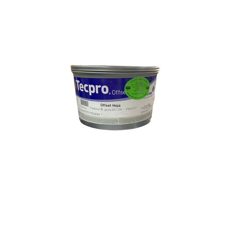 TINTA PARA PRENSA OFFSET COLOR	PLATA PAN 877 CLAVE	6 OH 45 CONTENIDO 1 KG MARCA	TECPRO SANCHEZ	PRODUCCION EN MEXICO
