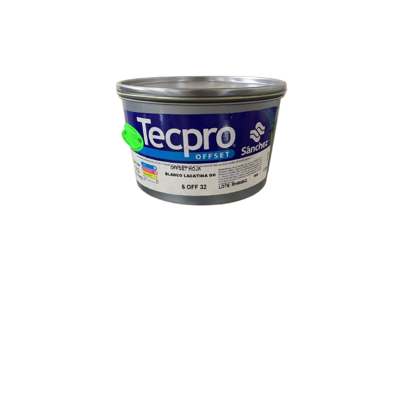 TINTA PARA PRENSA OFFSET COLOR	BLANCO LACATINA CLAVE	6 OFF 32 CONTENIDO 1 KG	MARCA	TECPRO SANCHEZ	PRODUCCION EN MEXICO