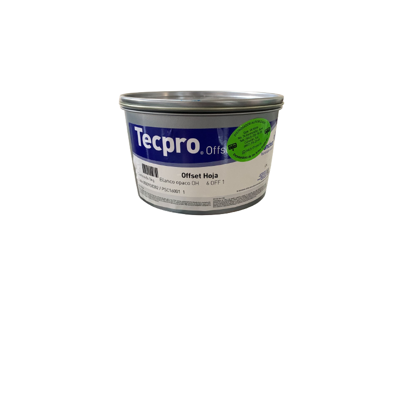 TINTA PARA PRENSA OFFSET COLOR	BLANCO OPACO CLAVE 6 OFF 1 CONTENIDO 1 KG MARCA	TECPRO SANCHEZ	PRODUCCION EN MEXICO