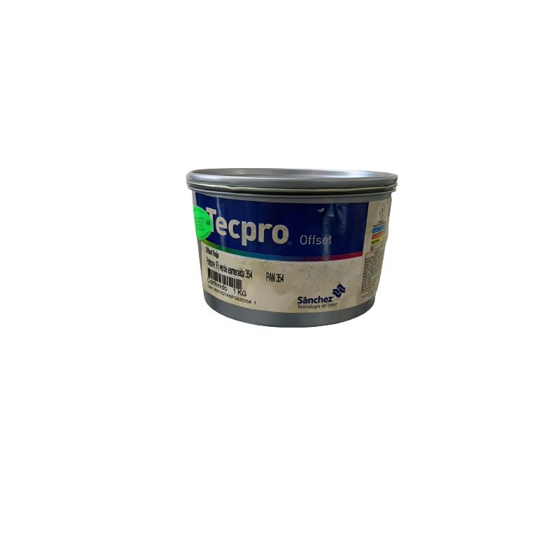 TINTA PARA PRENSA OFFSET COLOR	VERDE ESMERALDA CLAVE PAN 354 CONTENIDO 1 KG	MARCA	TECPRO SANCHEZ	PRODUCCION EN MEXICO