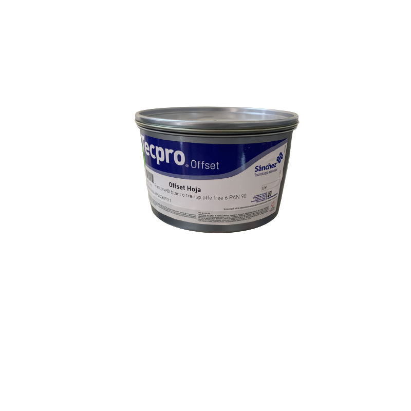 TINTA PARA PRENSA OFFSET COLOR BLANCO TRANSPARENTE CLAVE 6 PAN 90 CONTENIDO 1 KG MARCA	TECPRO SANCHEZ	PRODUCCION EN MEXICO
