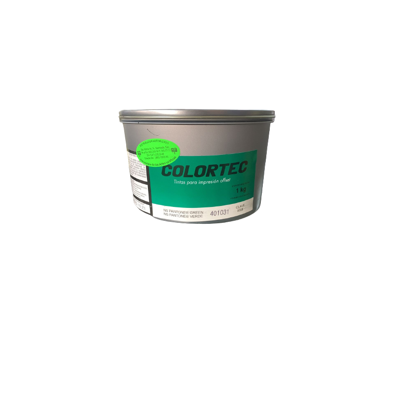 TINTA	PARA PRENSA OFFSET	COLOR	VERDE PANTONE 	CLAVE	5028	CONTENIDO 1 KG	MARCA	COLORTEC	PRODUCCION EN JAPON