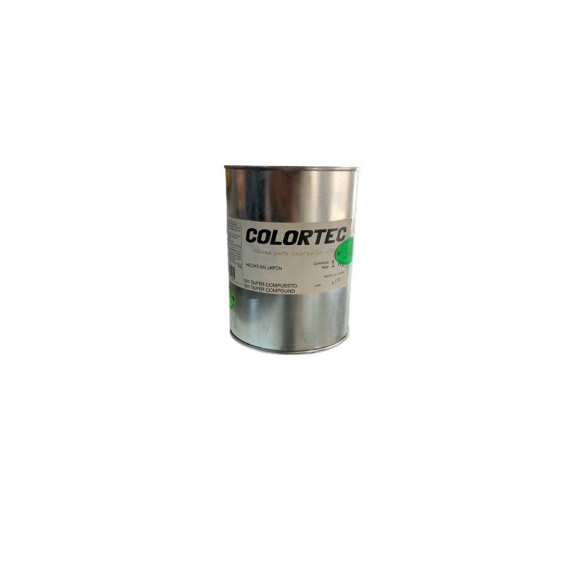 BARNIZ	PARA PRENSA OFFSET	COLOR	SOBRE IMPRESIÓN BRILLANTE	CLAVE	4410	CONTENIDO 900 GRS	MARCA	COLORTEC	PRODUCCION EN JAPON