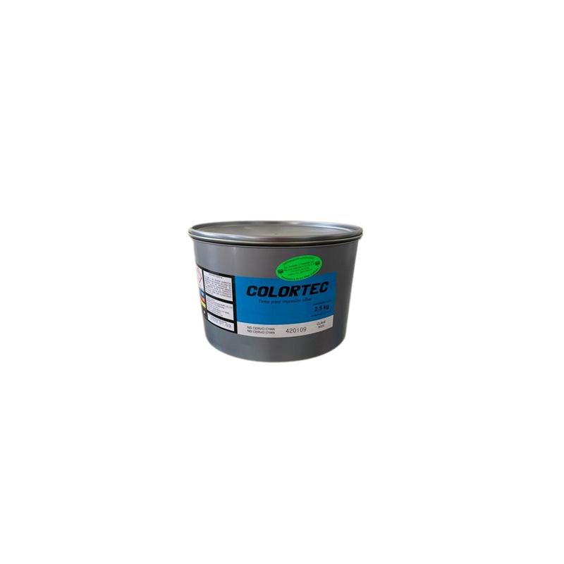 TINTA	PARA PRENSA OFFSET	COLOR	CYAN PROCESS	CLAVE	6020 NS	CONTENIDO 2.5 KG	MARCA	COLORTEC	PRODUCCION EN JAPON