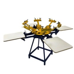 PULPO PARA SERIGRAFIA 6 BRAZOS CON 4 ESTACIONES, DOBLE GIRO