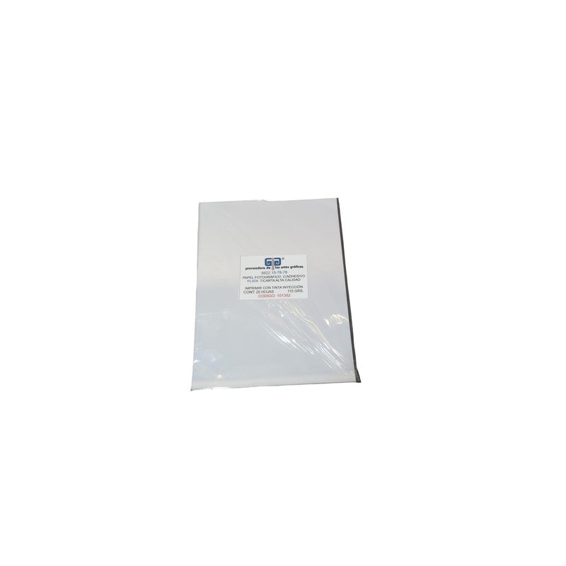 PAPEL FOTOGRAFICO CON ADHESIVO PLATA TAMAÑO CARTA CON 20 HOJAS