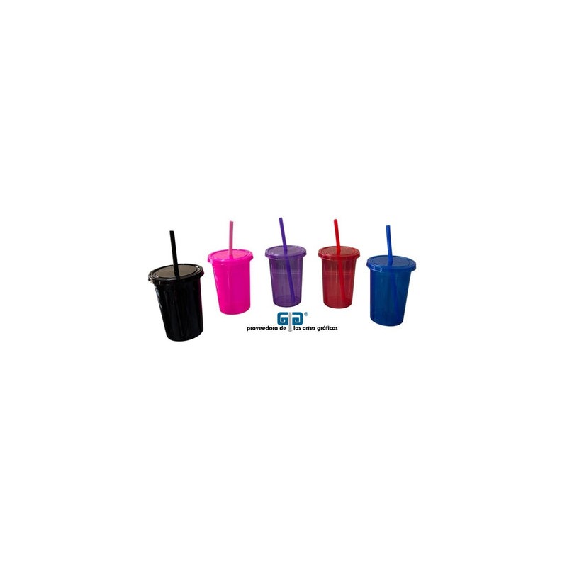 VASO PONY 16 OZ CON TAPA, VASO Y POPOTE DEL MISMO COLOR.  VARIEDAD EN COLORES