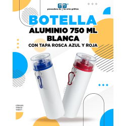 BOTELLA DE ALUMINIO BLANCA CON TAPA ROSCA 750 ML