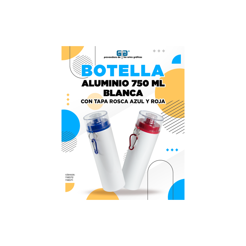 BOTELLA DE ALUMINIO BLANCA CON TAPA ROSCA 750 ML