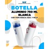 BOTELLA DE ALUMINIO BLANCA CON TAPA ROSCA 750 ML