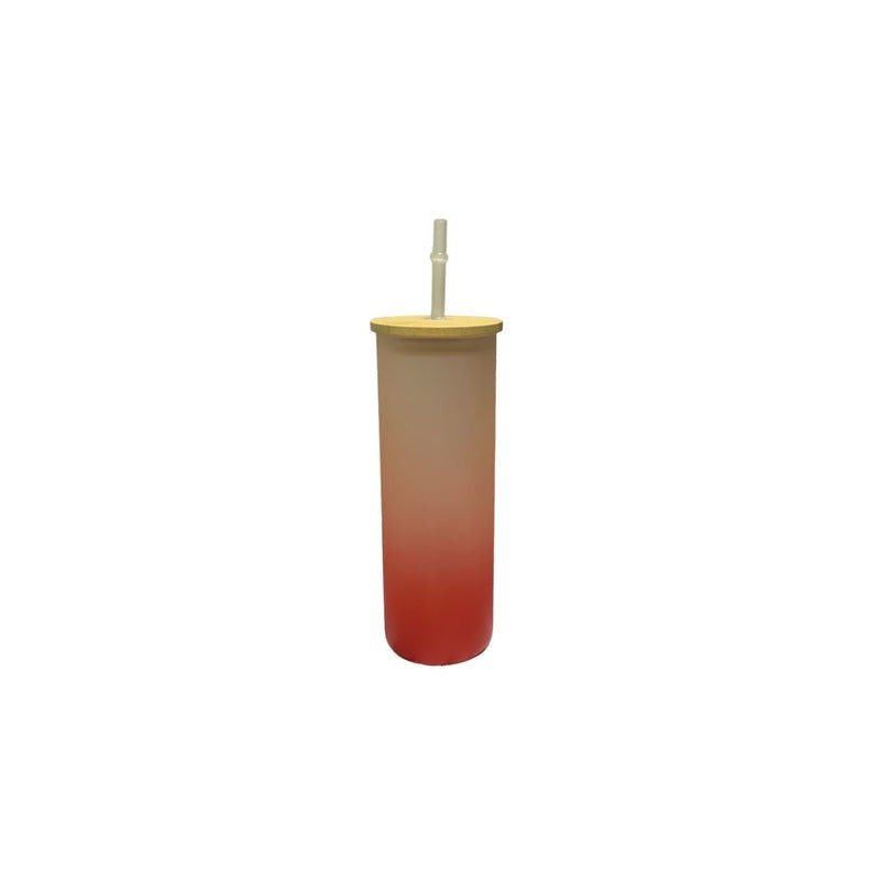 VASO VIDRIO ESMERILADO DEGRADADO ROJO 17 OZ PARA SUBLIMAR