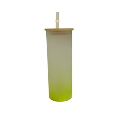 VASO VIDRIO ESMERILADO AMARILLO LIMON 17 OZ PARA SUBLIMAR