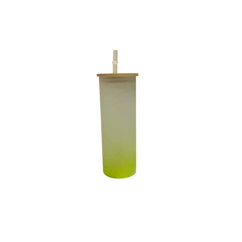 VASO VIDRIO ESMERILADO AMARILLO LIMON 17 OZ PARA SUBLIMAR