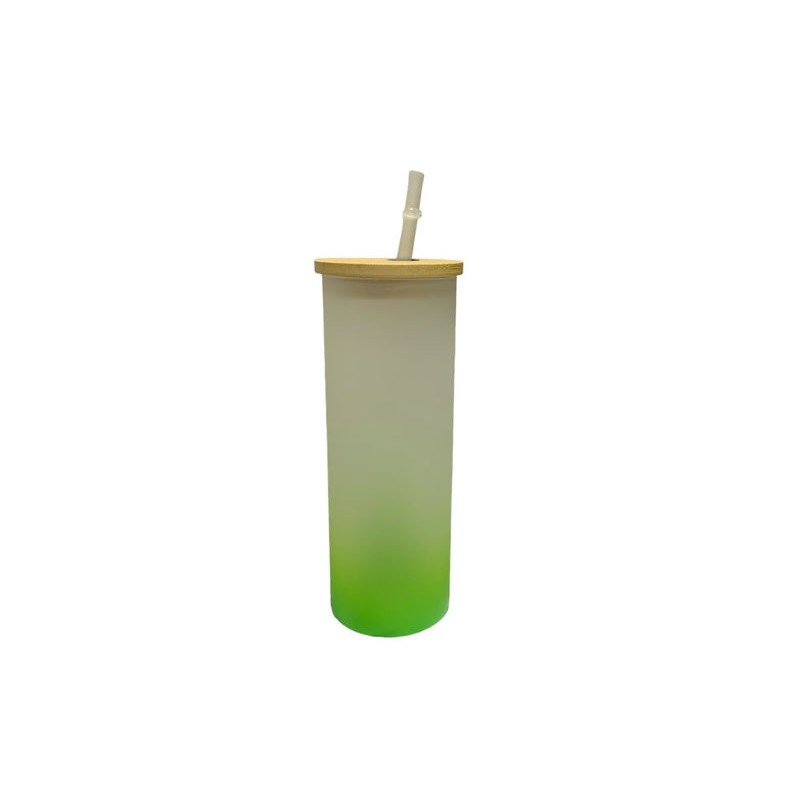 VASO VIDRIO ESMERILADO DEGRADADO VERDE 17 OZ PARA SUBLIMAR