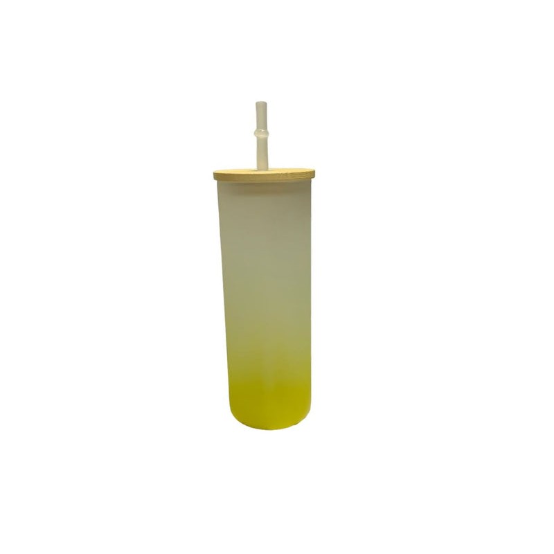 VASO VIDRIO ESMERILADO DEGRADADO AMARILLO 17 OZ PARA SUBLIMAR