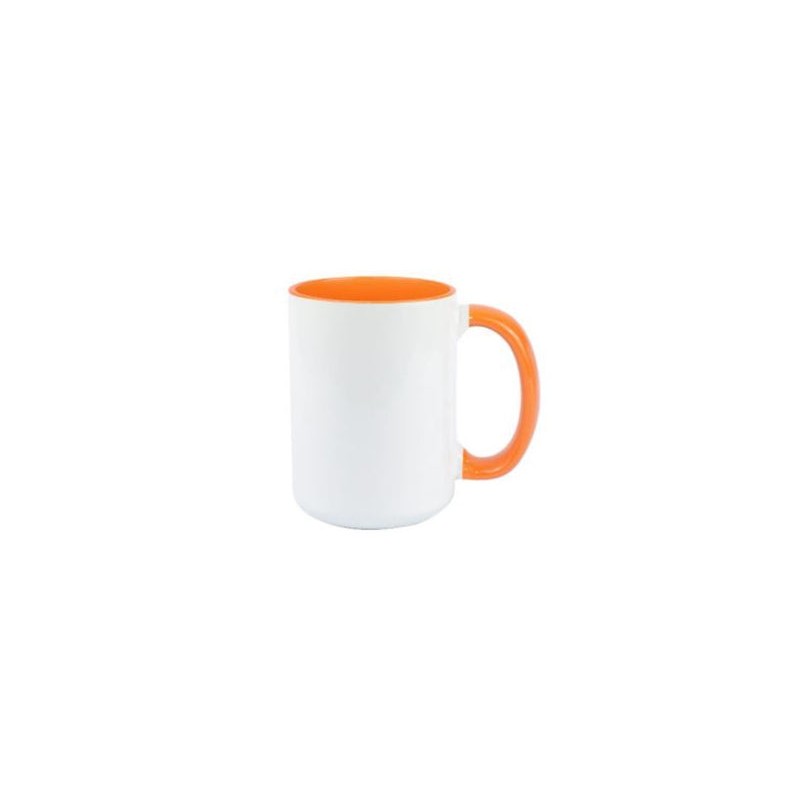 TAZA BLANCA INTERIOR Y ASA NARANJA 15 OZ