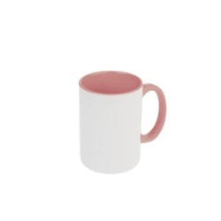 TAZA BLANCA INTERIOR Y ASA ROSA 15 OZ