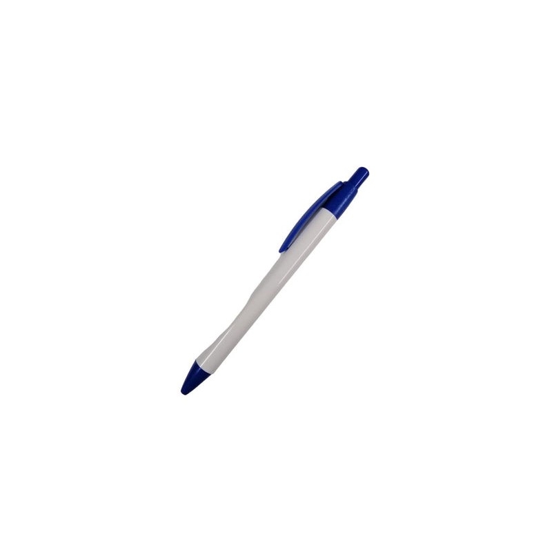 BOLIGRAFO (PLUMA) BRI 1 BLANCO CON PUNTAS Y CLIP AZUL