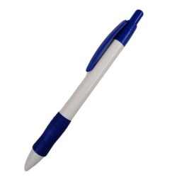 BOLIGRAFO (PLUMA) BRI 2 BLANCO CON CLIP Y PUNTAS AZUL REY