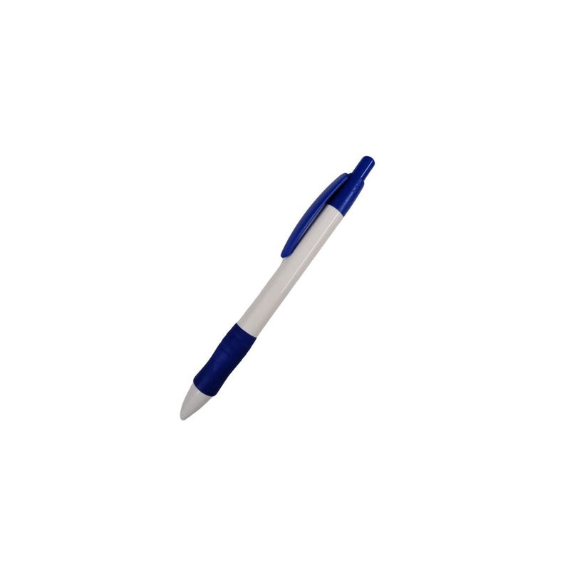 BOLIGRAFO (PLUMA) BRI 2 BLANCO CON CLIP Y PUNTAS AZUL REY