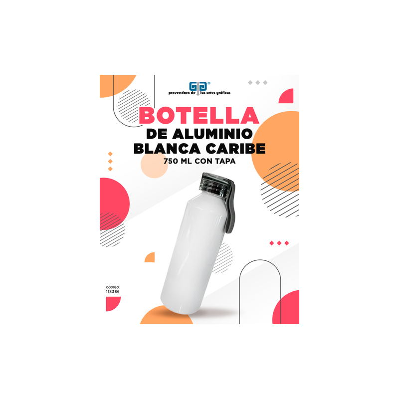 BOTELLA DE ALUMINIO BLANCA CARIBE PARA SUBLIMAR 750 ML SUBLIMACION